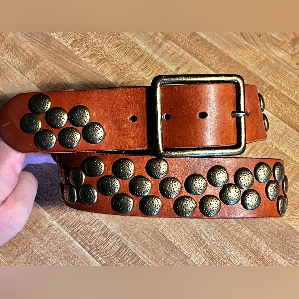 Brown Studded Leather Waist Belt - Women Accessories - Picture 2 of 6